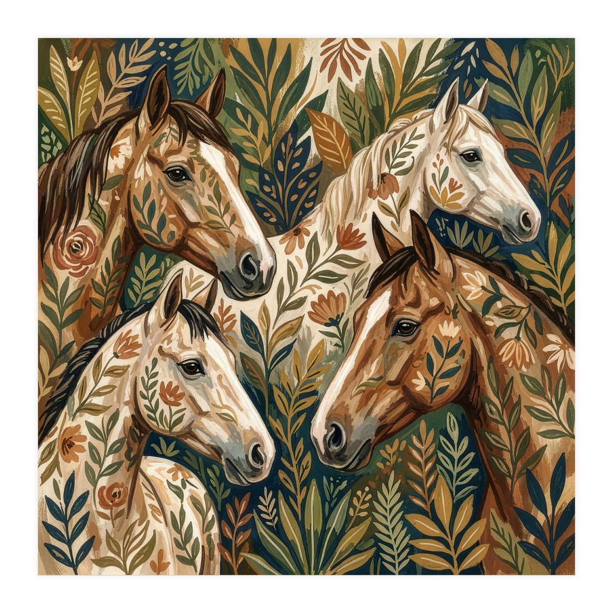 Equestrian Floral Harmony (Print Only)