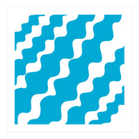 Slanting Blue Wavy Pattern (Print Only)