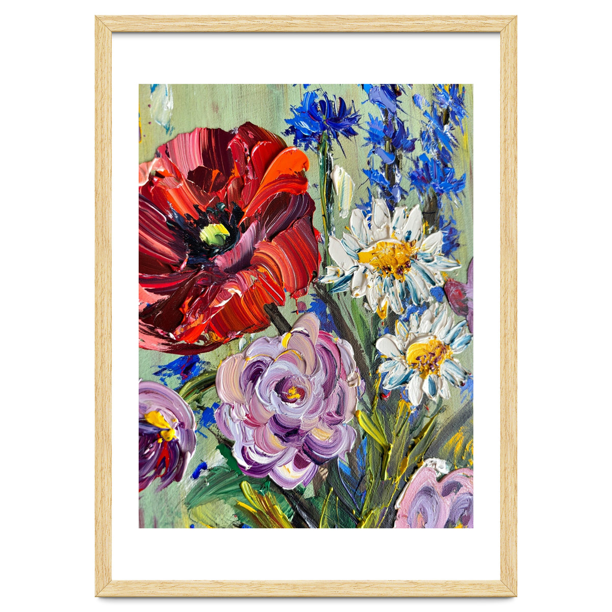 Vibrant Wildflower Meadow Oil Painting