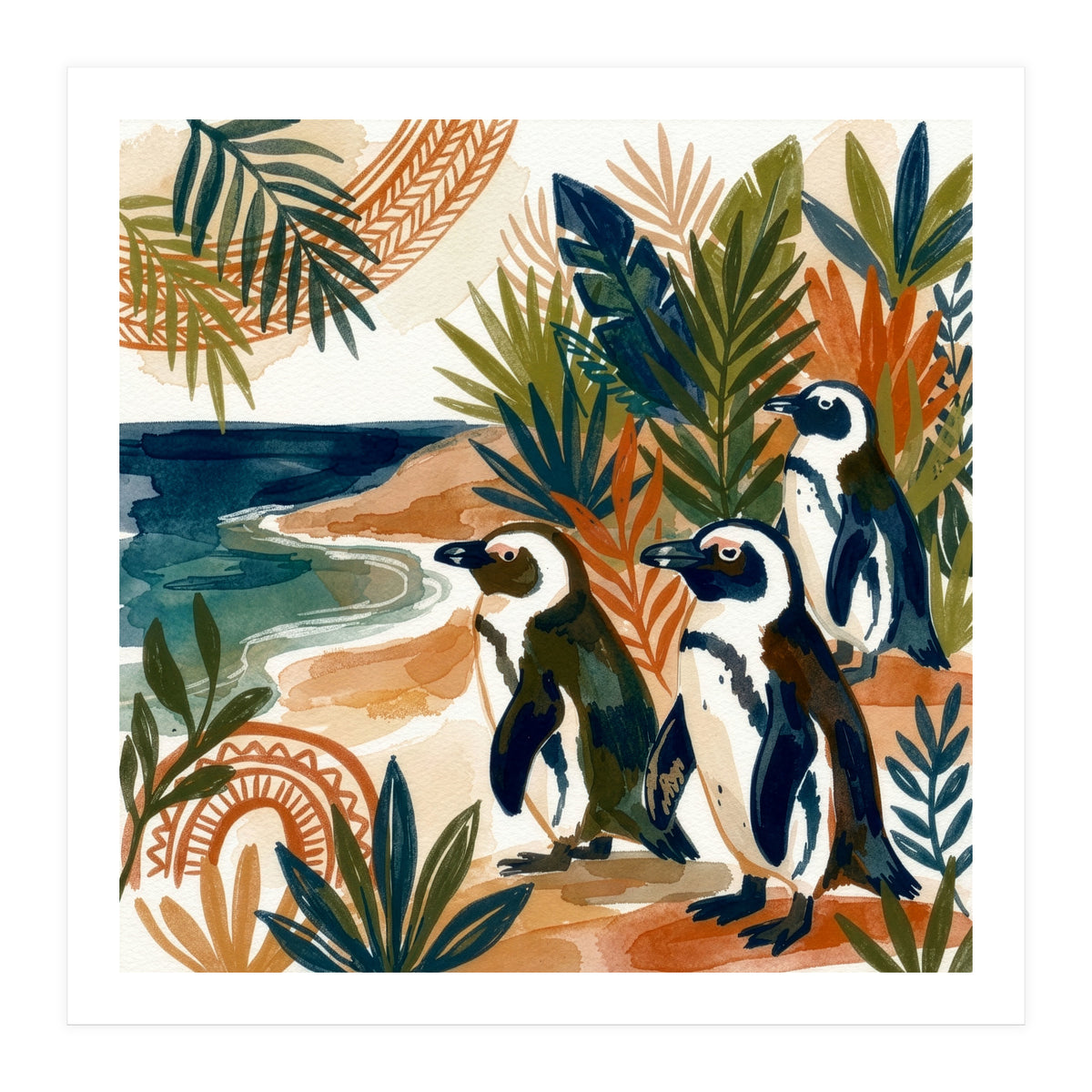 Beachside Penguin Gathering (Print Only)