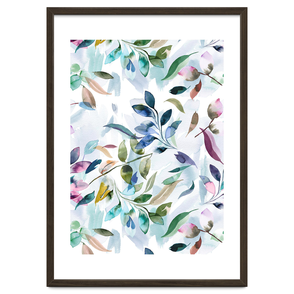 Watercolor Tranquility Leaves Mauve