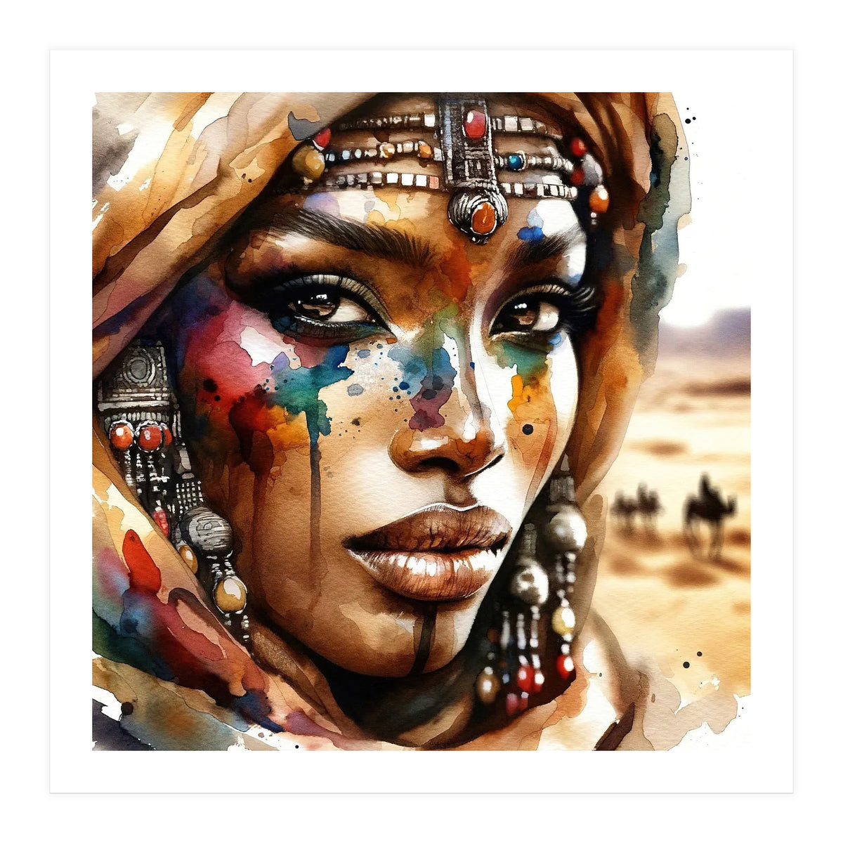 Desert Jewels Tuareg Woman Portrait (Print Only)