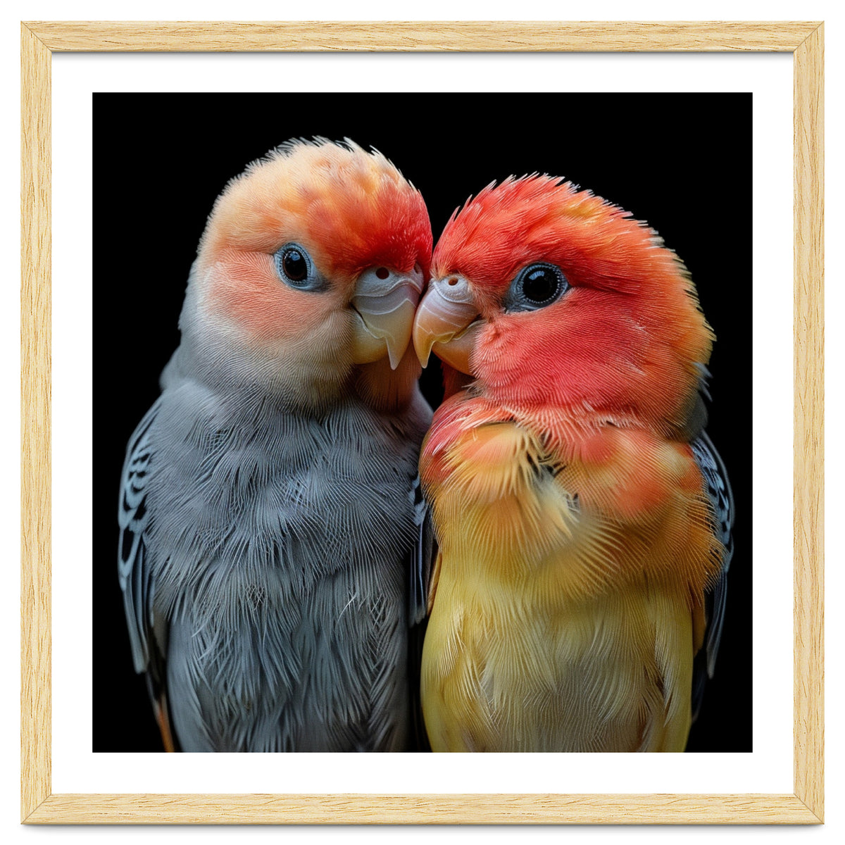 Two Lovebirds Nuzzle Together