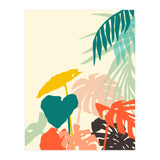 Tropical Nature, Botanical Pastel Jungle Plants Illustration, Minimal Bohemian Palm Monstera Forest (Print Only) thumbnail