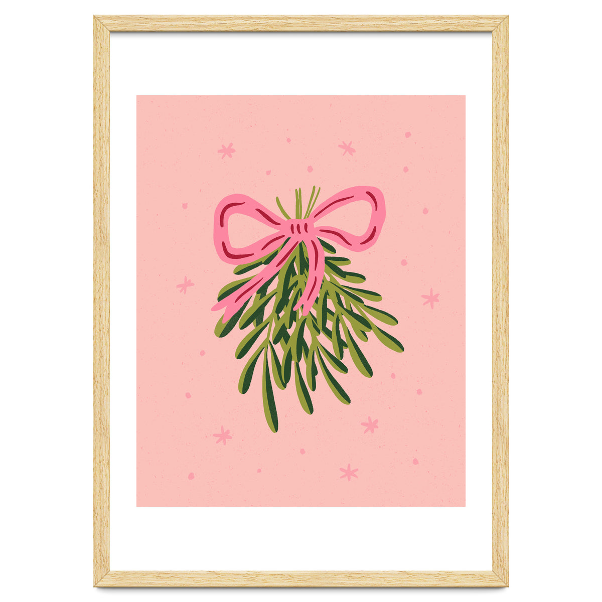 Mistletoe And Pink Bow