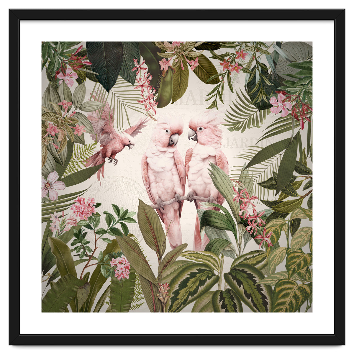 Pink Parrots Exotic Rainforest