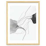 Abstract Black And White Flowing Lines And Shapes On White Background thumbnail