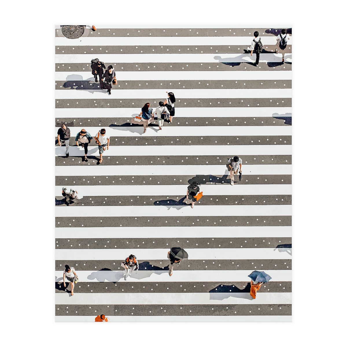 Rain Crossing | Polka Dots Zebra Crossing On The Street | Rain Eclectic Modern Graphic Design (Print Only)