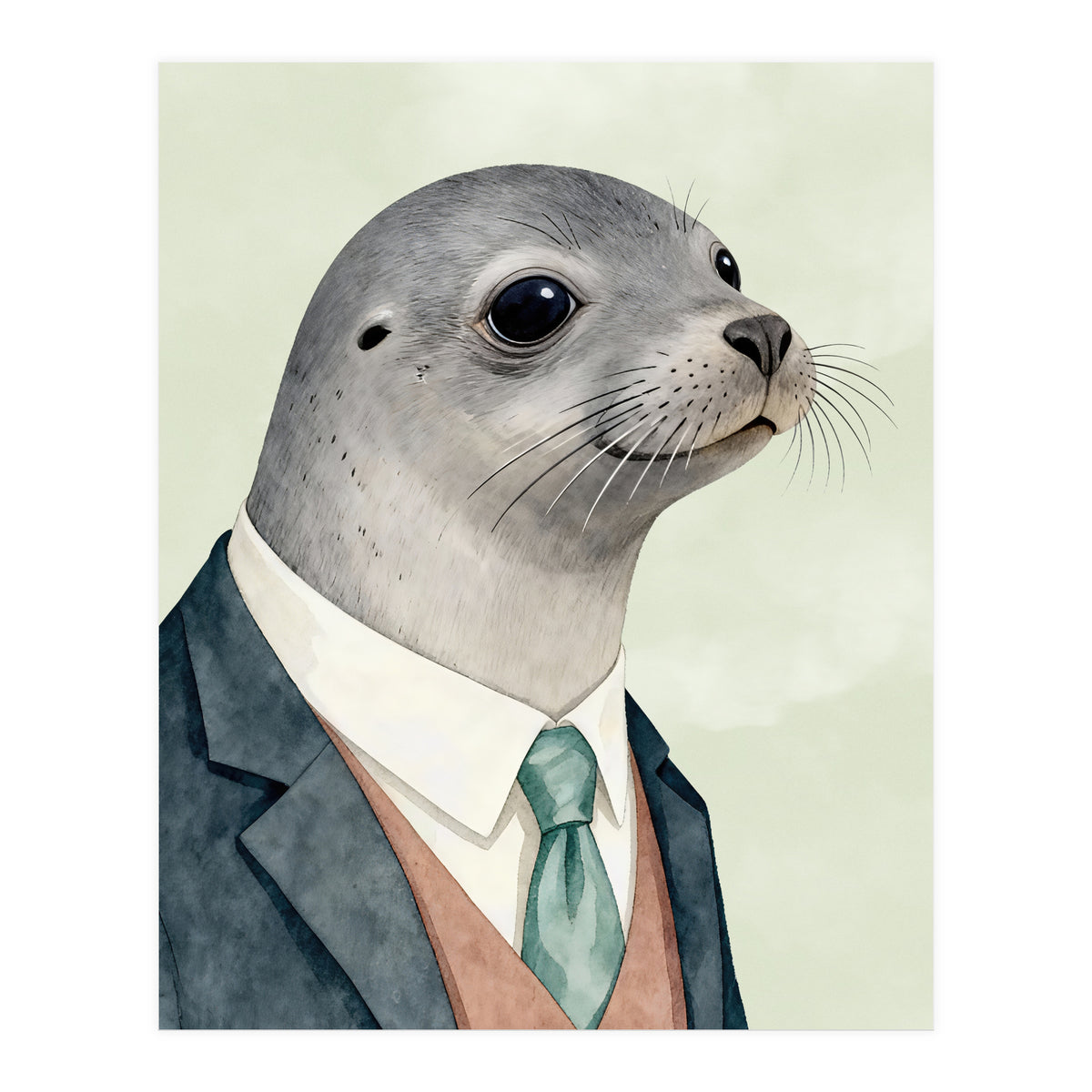 Seal Animal In A Suit  (Print Only)