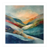 Abstract Mountain Landscape Painting with Textured Rolling Hills (Print Only) thumbnail