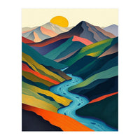 Minimalist Mountain River Landscape (Print Only)