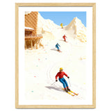 Skiing on Ice Cream Mountains, Miniature Skiers Winter Art Print for Kitchen Decor thumbnail