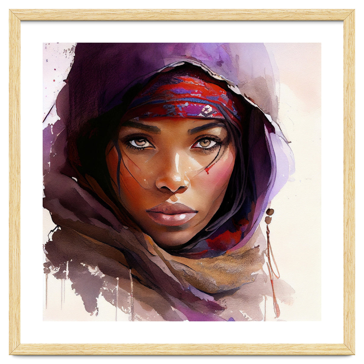 Amethyst Hood Tuareg Woman Portrait