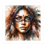 Powerful Tribal Warrior Woman Masked Gaze (Print Only) thumbnail