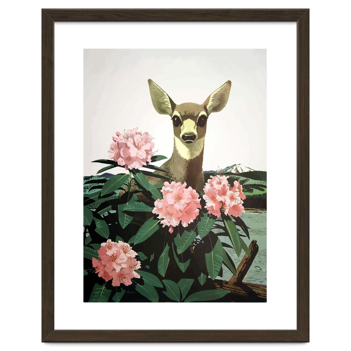 Japan, Doe in Blossom Bush