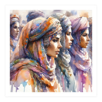 Tuareg Women Procession Watercolor (Print Only)