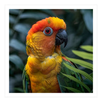 Close Up Of A Colorful Sun Conure Parrot (Print Only)