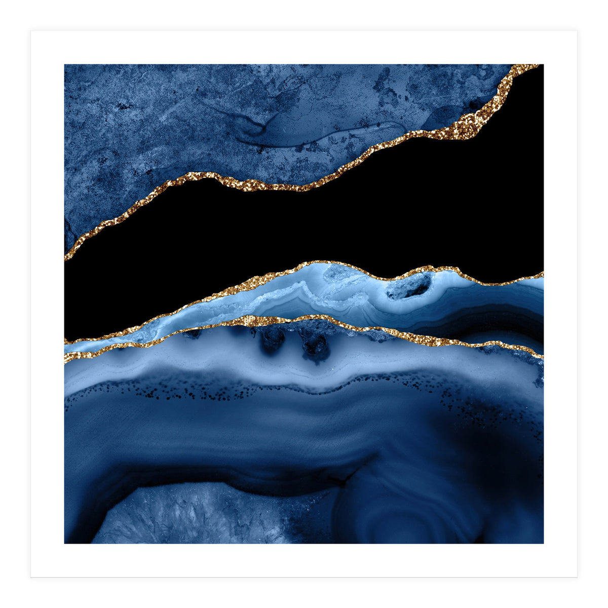 Navy & Gold Agate Texture 13  (Print Only)