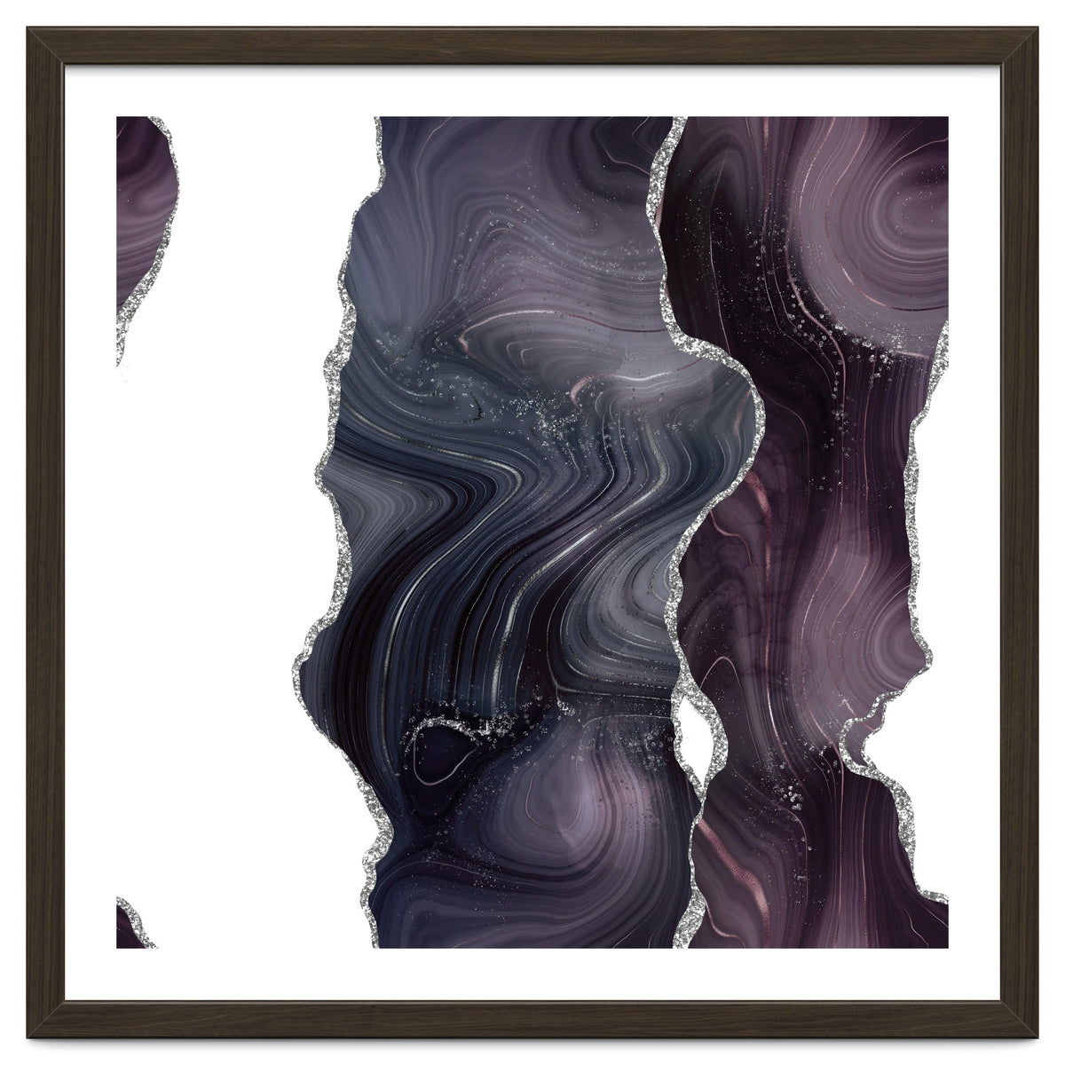 Black & Silver Glitter Agate Texture 06