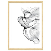 Abstract Black And White Swirls And Lines Flowing Art