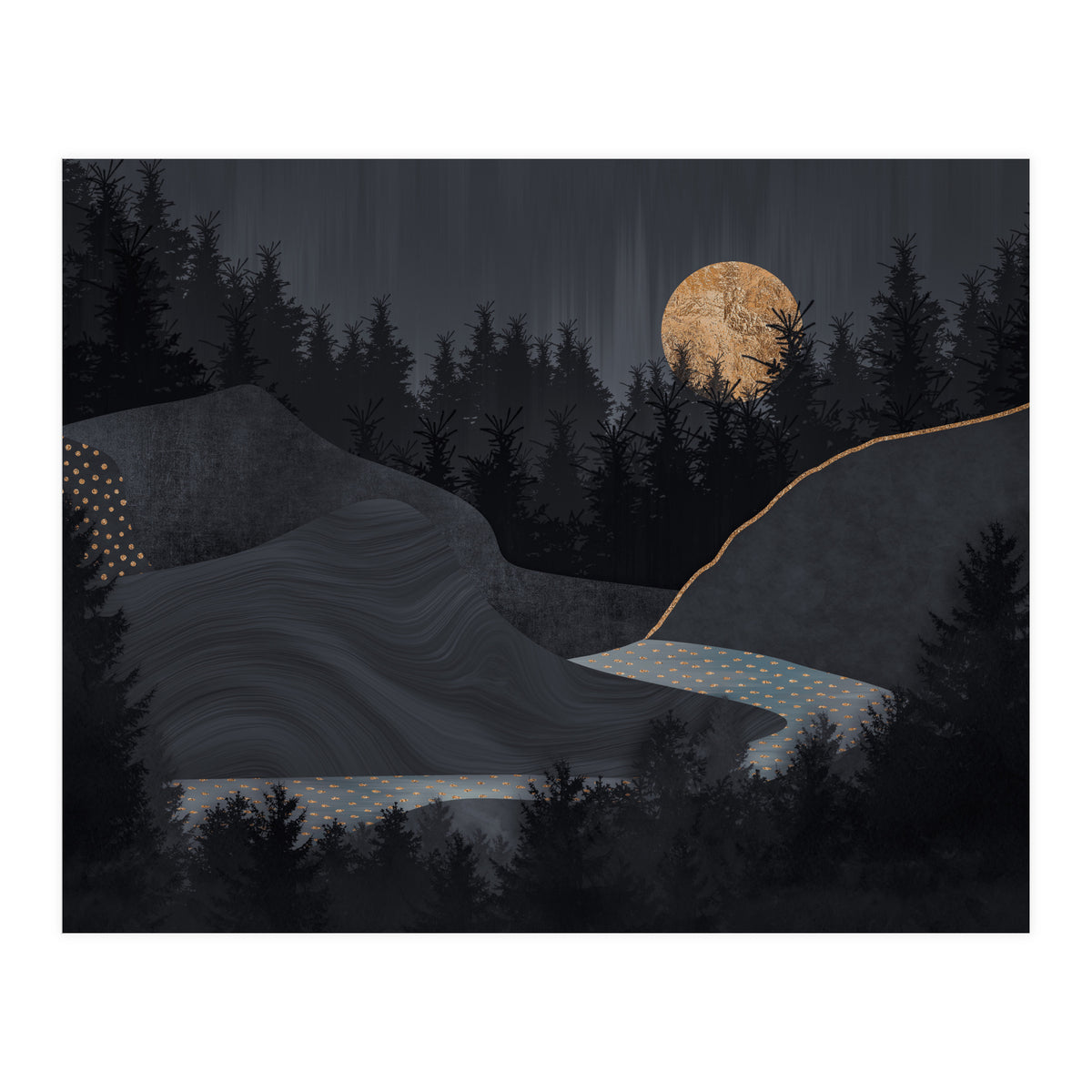 Abstract Landscape Midnight Moon (Print Only)