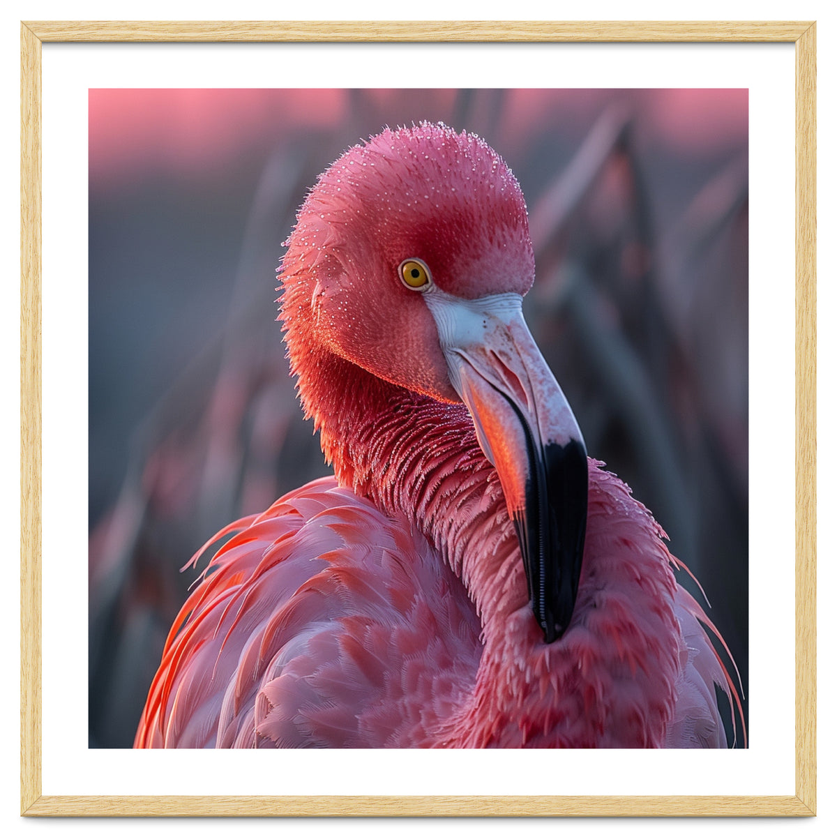 Pink Flamingo Bird Close Up Portrait