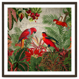 Vintage Rainforest With Tropical Red Parrots thumbnail