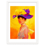 Audrey Hepburn Pop Art, Vibrant Floral Hat Portrait, Iconic Movie Star Illustration thumbnail