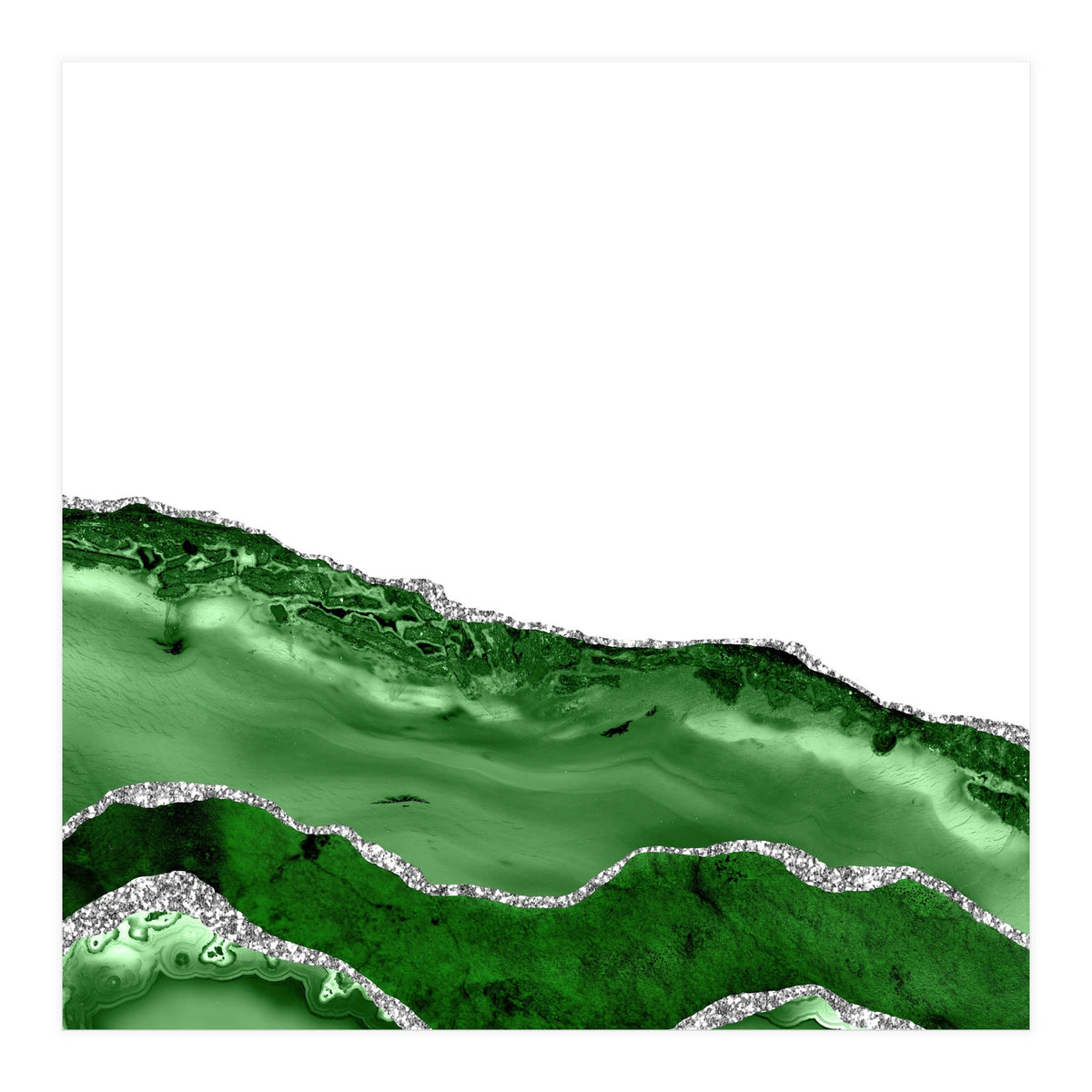Green & Silver Agate Texture 06 (Print Only)