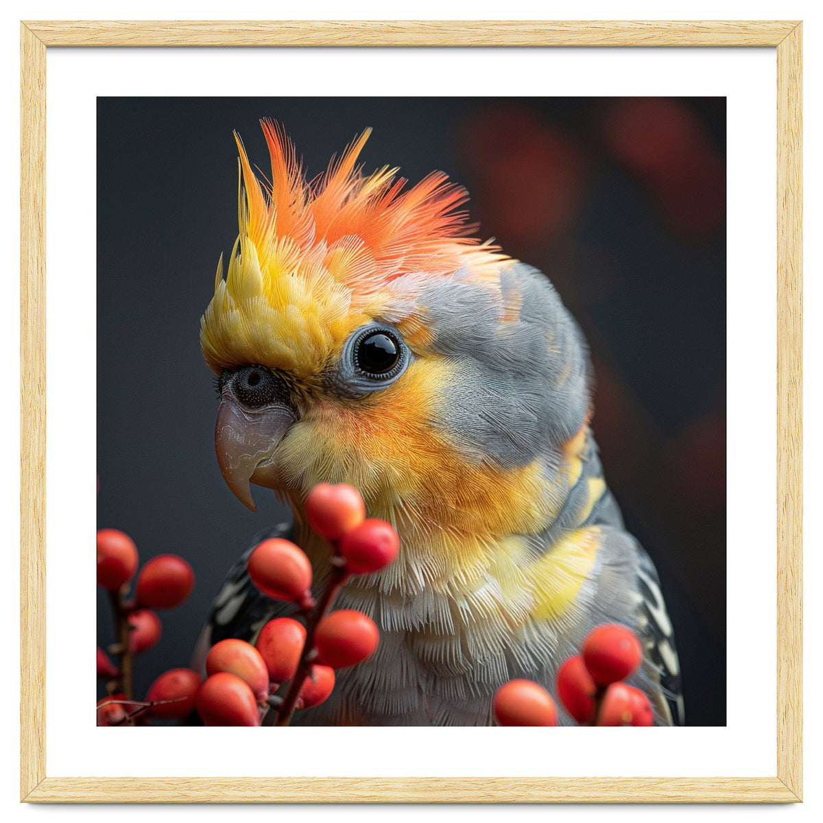 Close Up Of A Cockatiel Parrot With Orange Crest