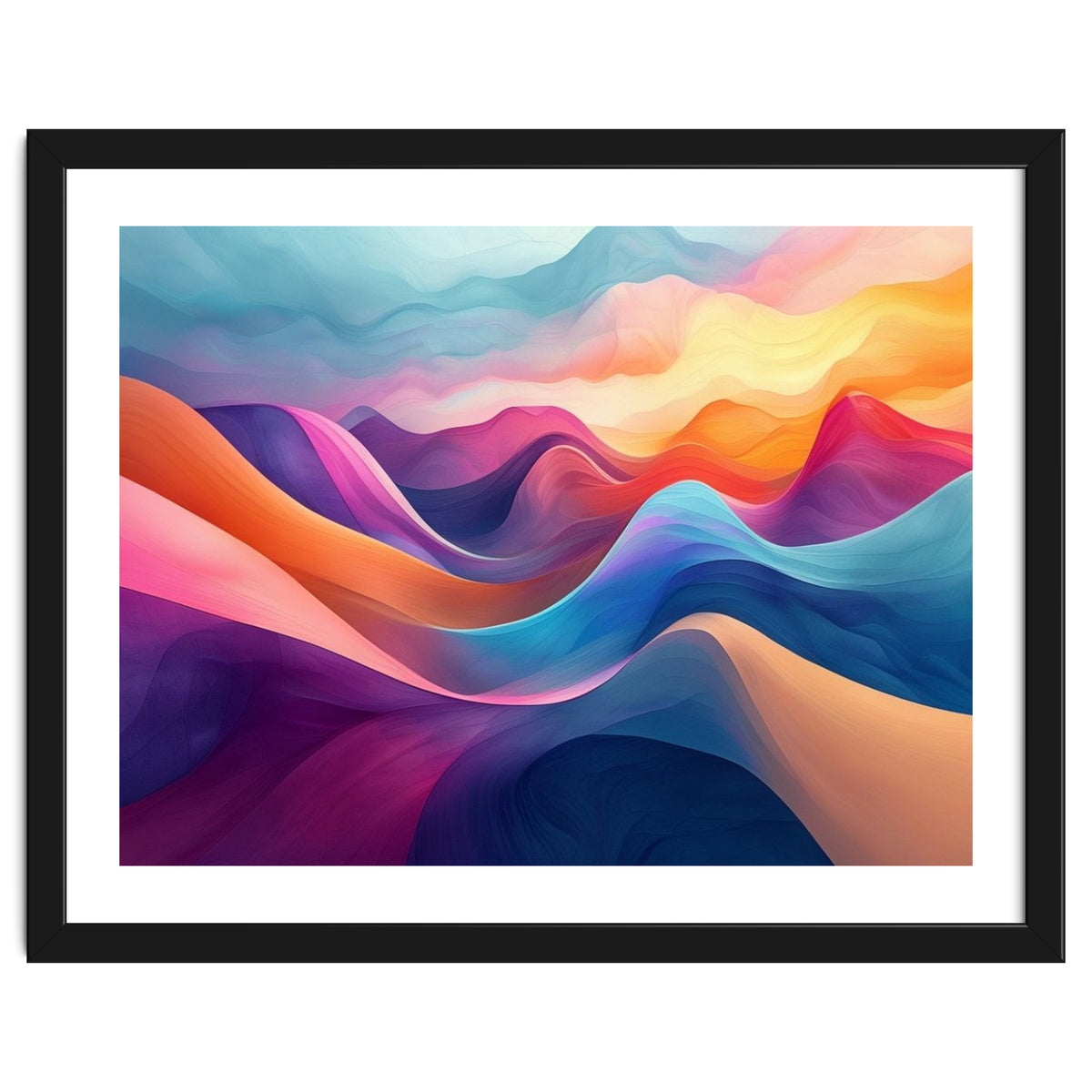 Vibrant Abstract Flowing Peaks Art