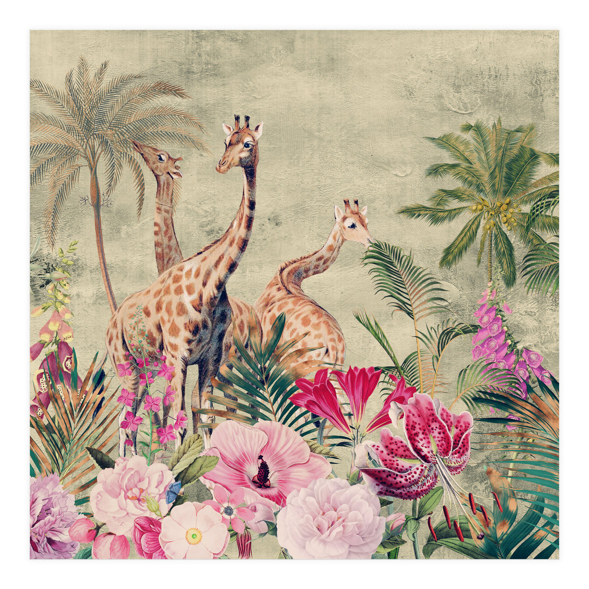 Exotic Vintage African Flower Safari  (Print Only)