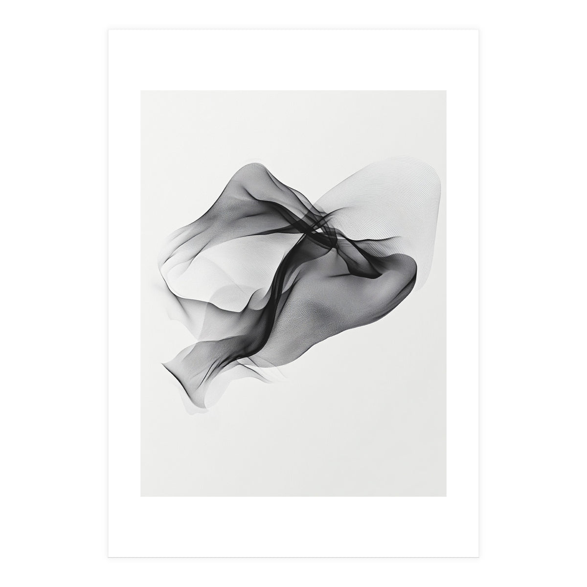 Abstract Black Flowing Fabric Wave (Print Only)