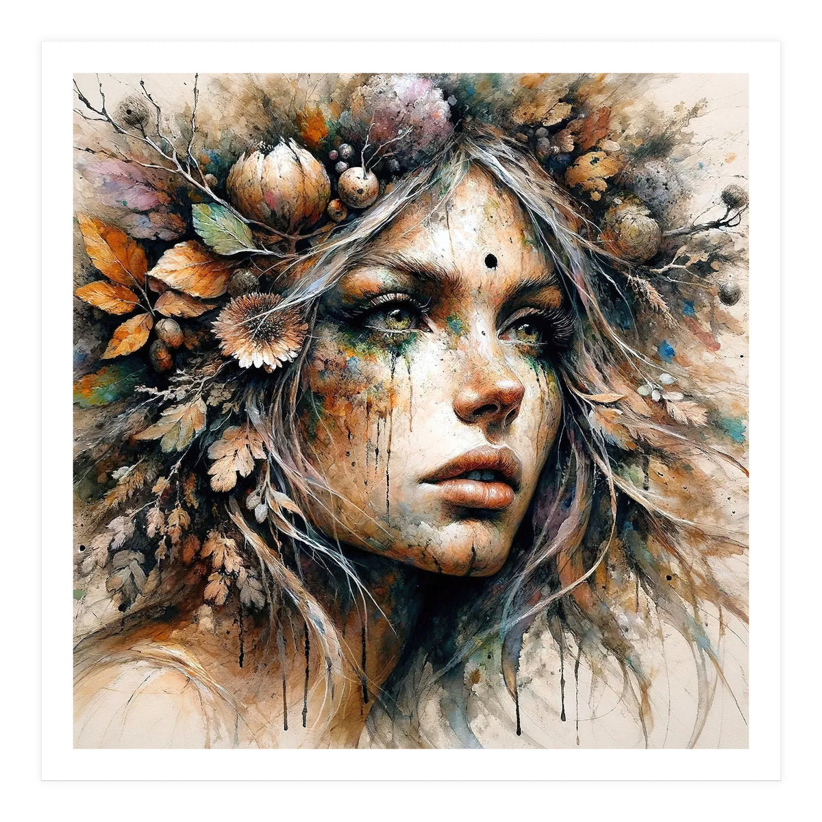 Harvest Crown Druid Woman Portrait (Print Only)