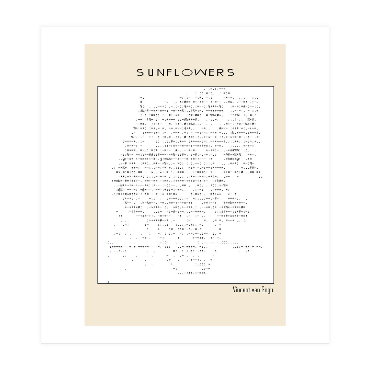 Sunflowers – Vincent van Gogh (1888) (ascii art) (Print Only)