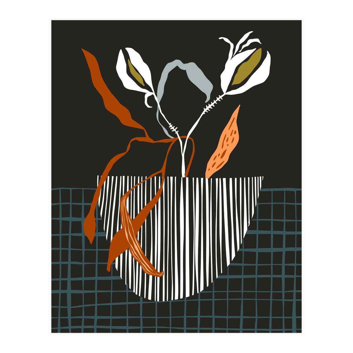 Midcentury plant pot dark (Print Only)