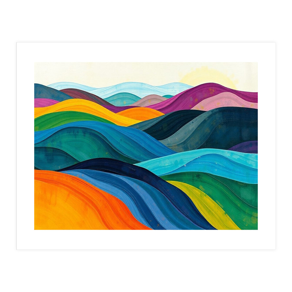 Abstract Vibrant Rolling Hills Landscape Art (Print Only)