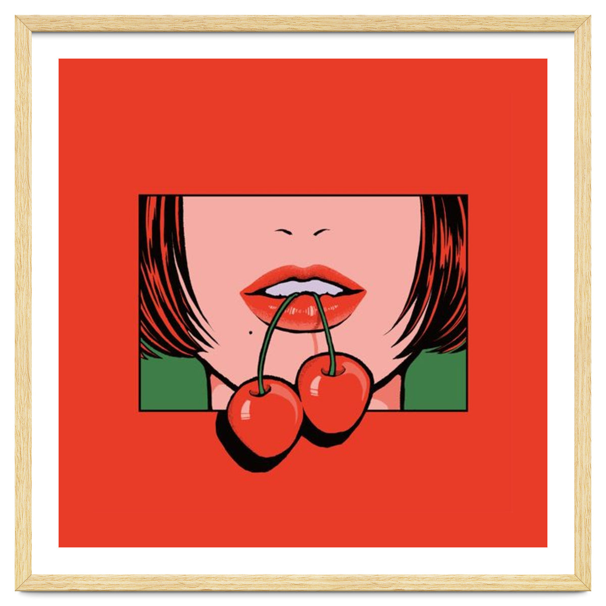 Pop Art Cherry Bold Lips With A Classic Design