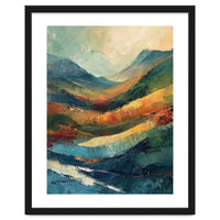 Textured Impasto Mountain Valley Landscape