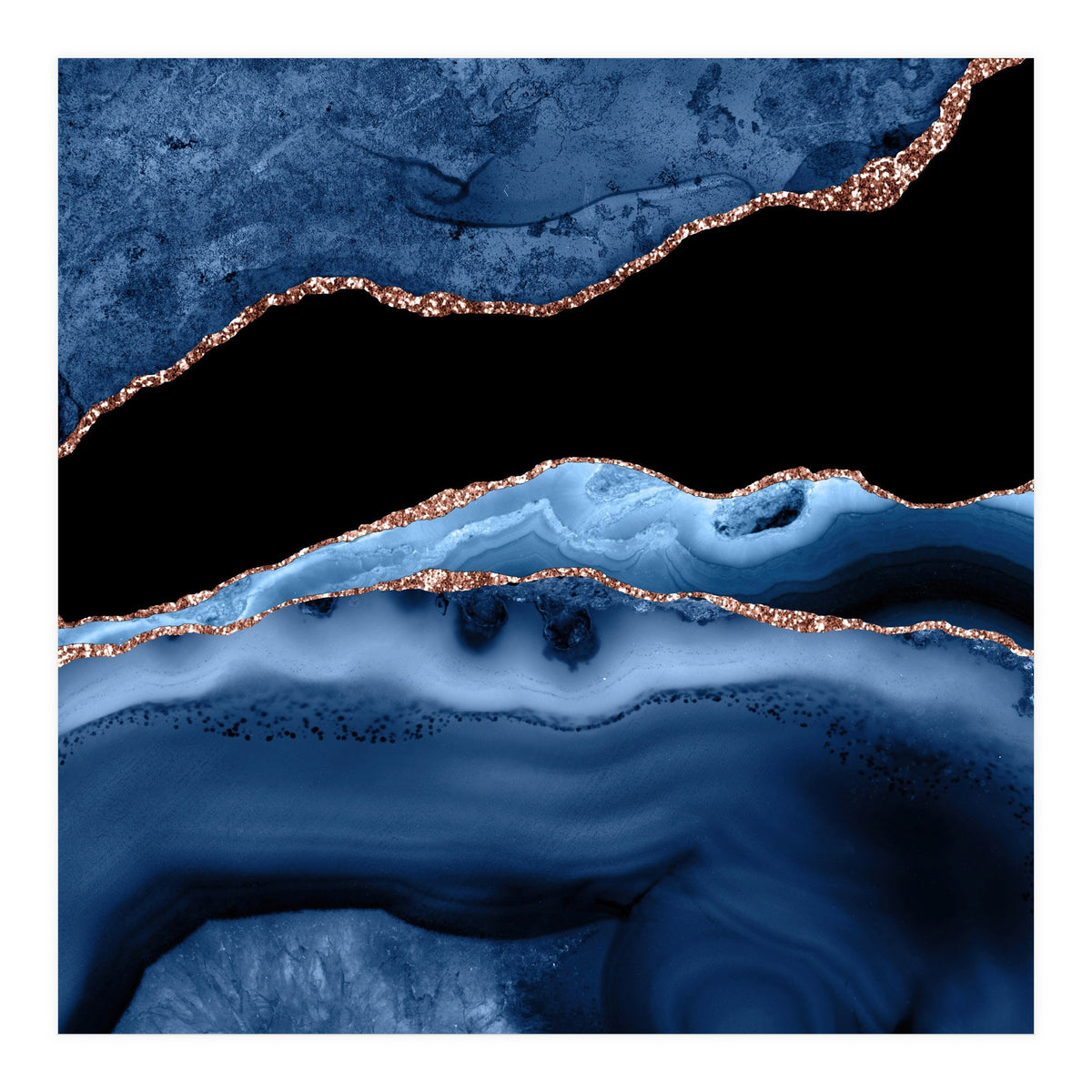 Navy & Rose Gold Agate Texture 13  (Print Only)