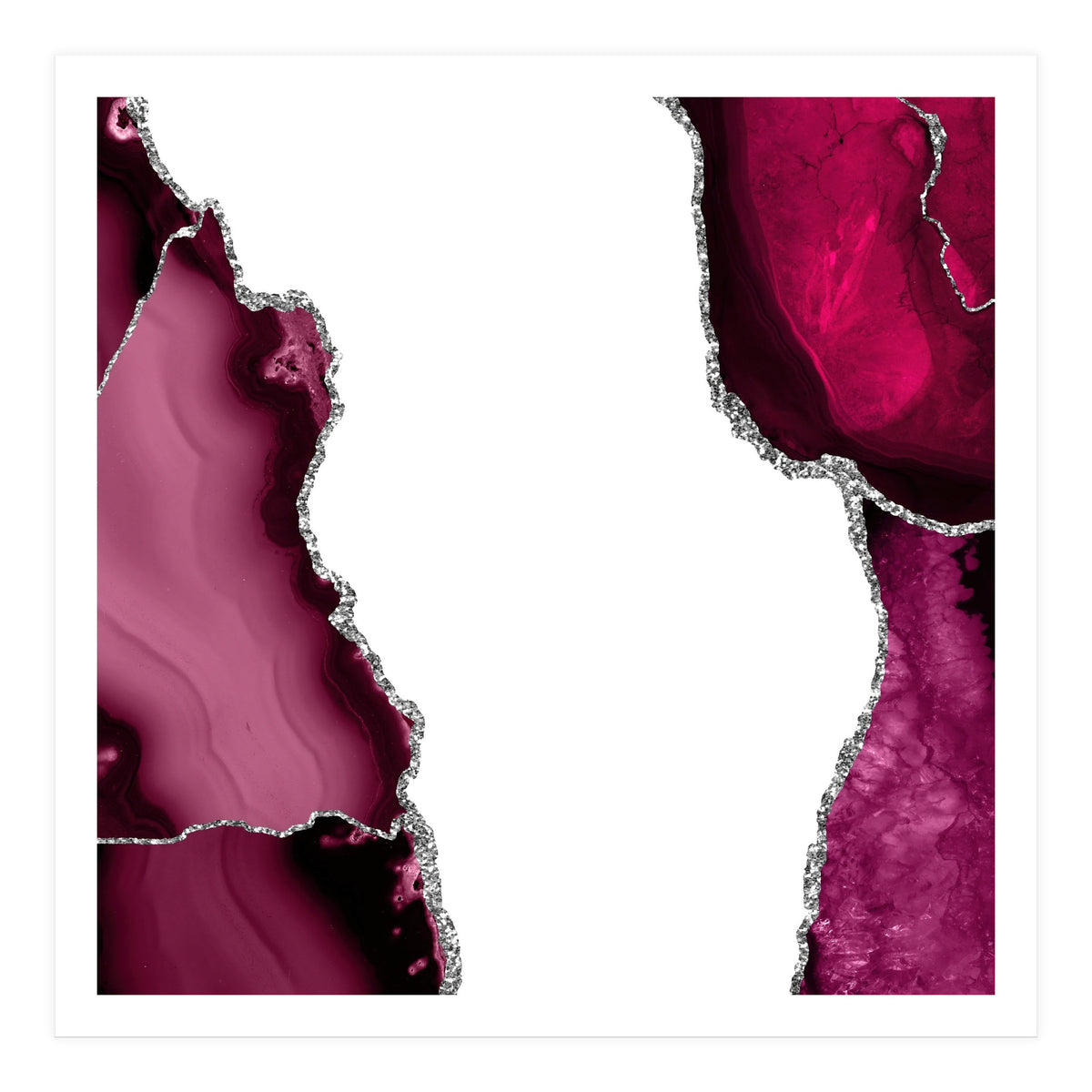 Burgundy & Silver Agate Texture 07  (Print Only)