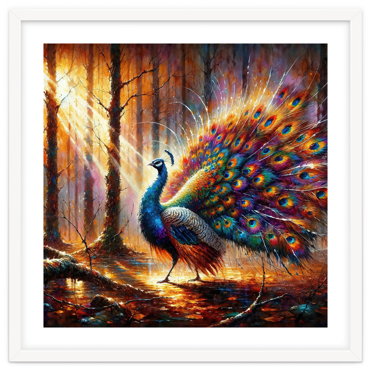 Majestic Peacock In Enchanted Forest