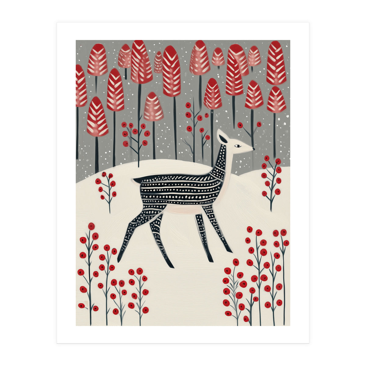 Fawn in a Winter Landscape (Print Only)