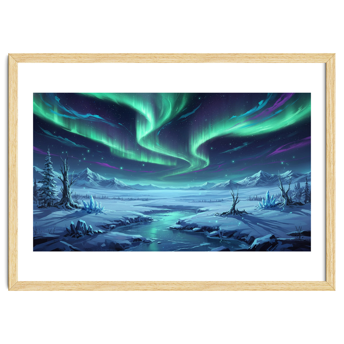 Arctic Glow: Northern Lights Winter Landscape