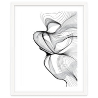 Abstract Black And White Swirls And Lines Flowing Art