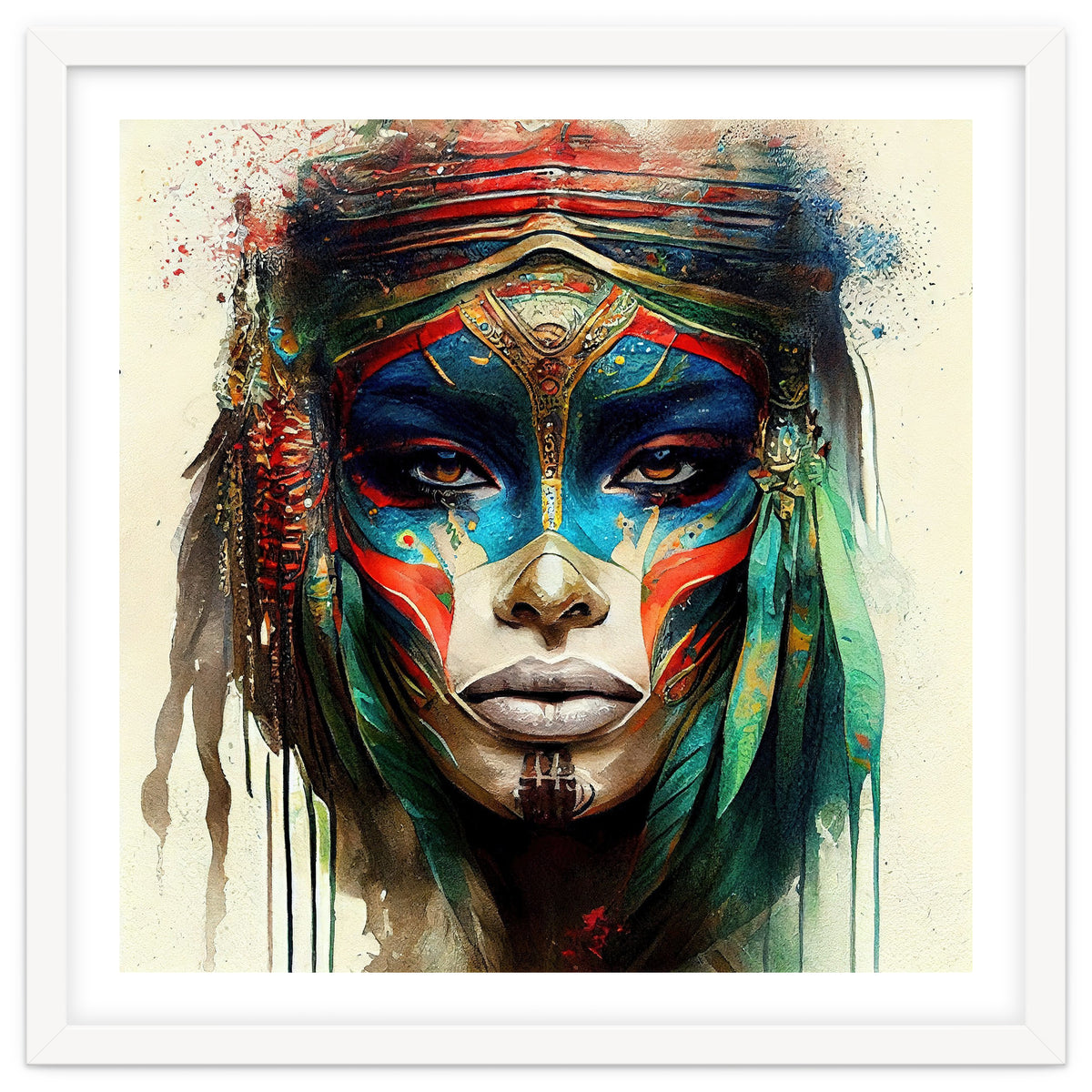 Turquoise Warrior Woman Portrait
