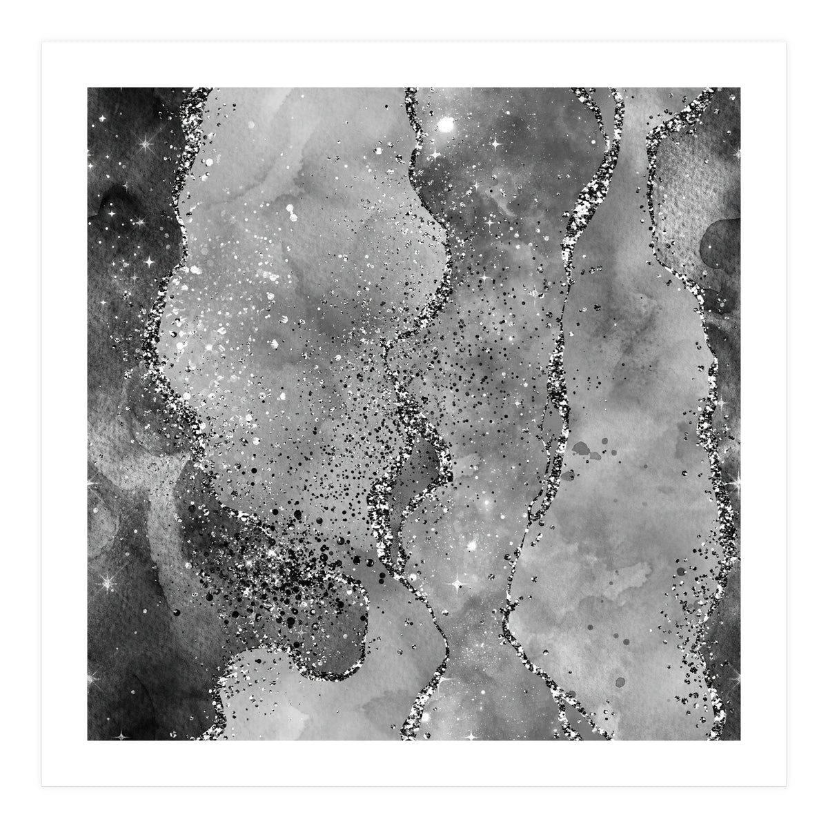 Black Glitter Agate Texture 02 (Print Only)