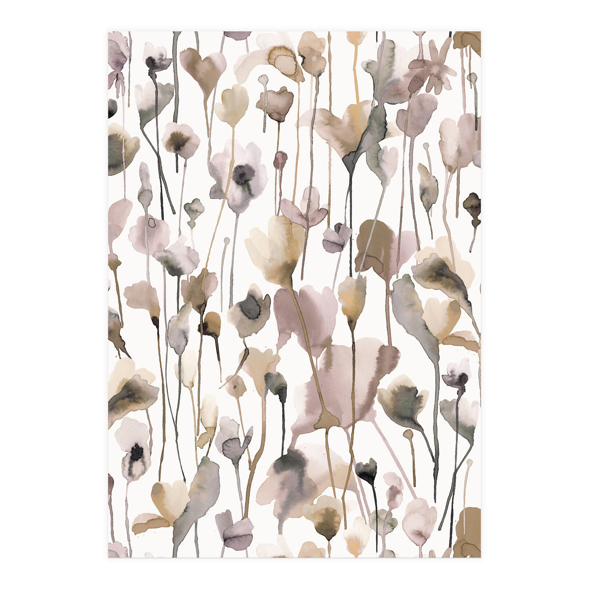 Watercolour Terracotta Wild Flowers (Print Only)