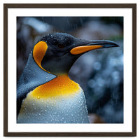Close Up Of King Penguin In The Rain