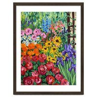 Vibrant Summer Cottage Garden Oil Painting